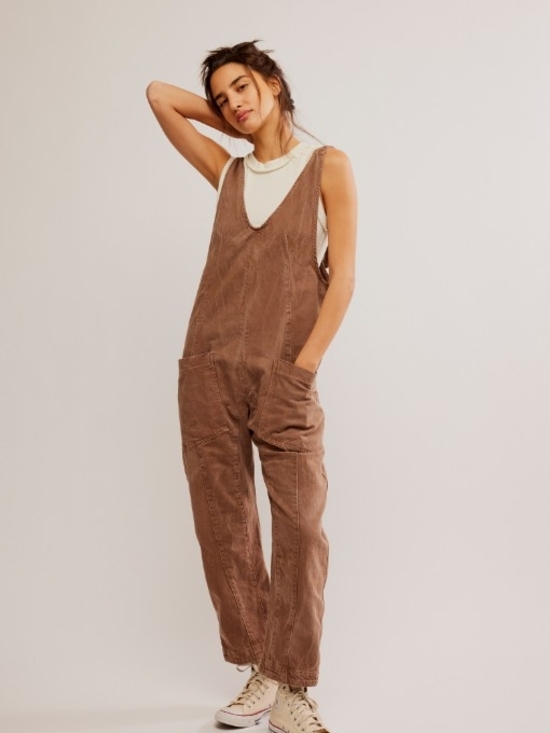 We The Free Pants - We The Free Chocolate Brown Corduroy Overalls